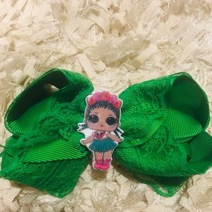 Green lace LOL girl hair clip